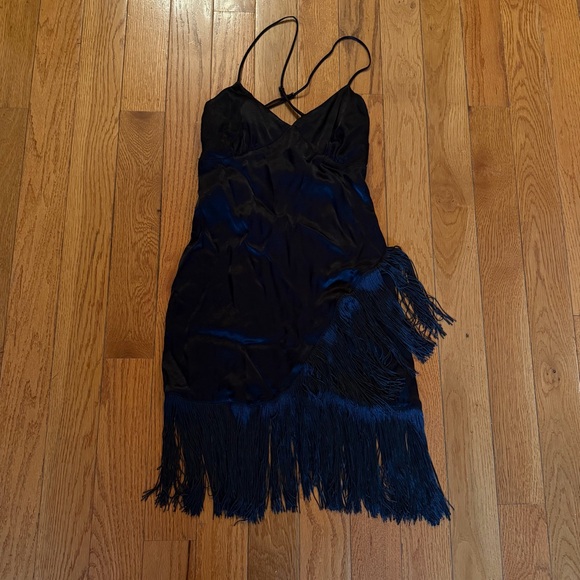 Zara Dresses & Skirts - ZARA Black Fringe Slip Dress SIZE XS